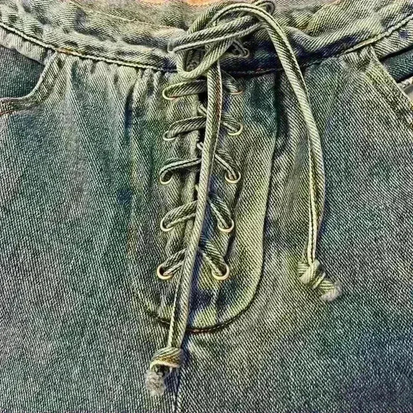 Newport News Jeanology vintage lace up y2k jean size 4 90s - Picture 5 of 5